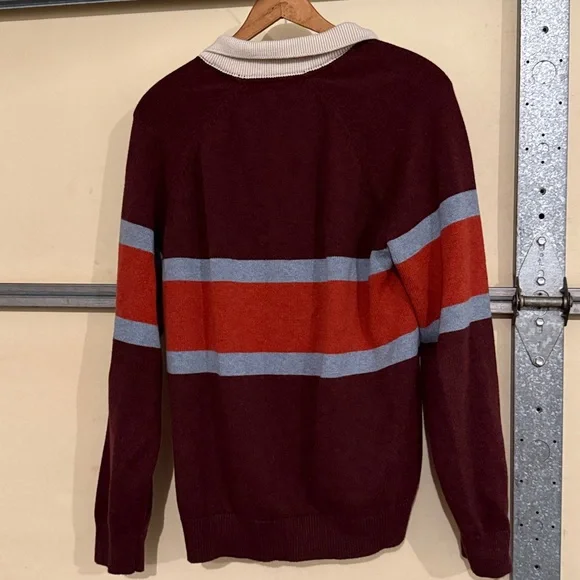 LL BEAN Men's Wicked Soft Cotton/Cashmere Sweater, Rugby Polo, Stripe - Picture 7 of 7